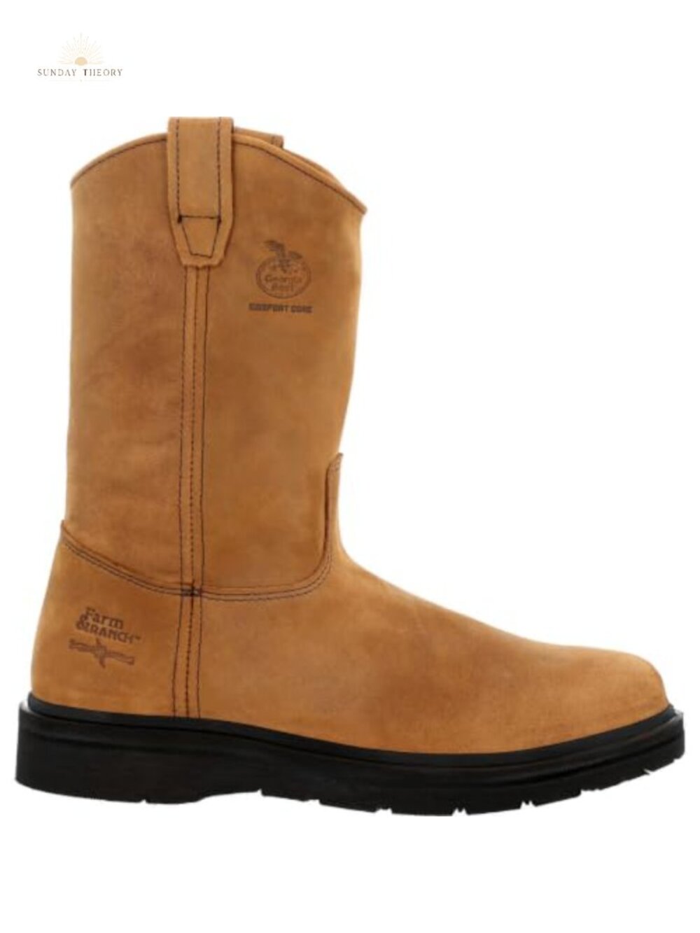 Leather Pull-On Work Boots Steel Shank Comfort Core 11" Height